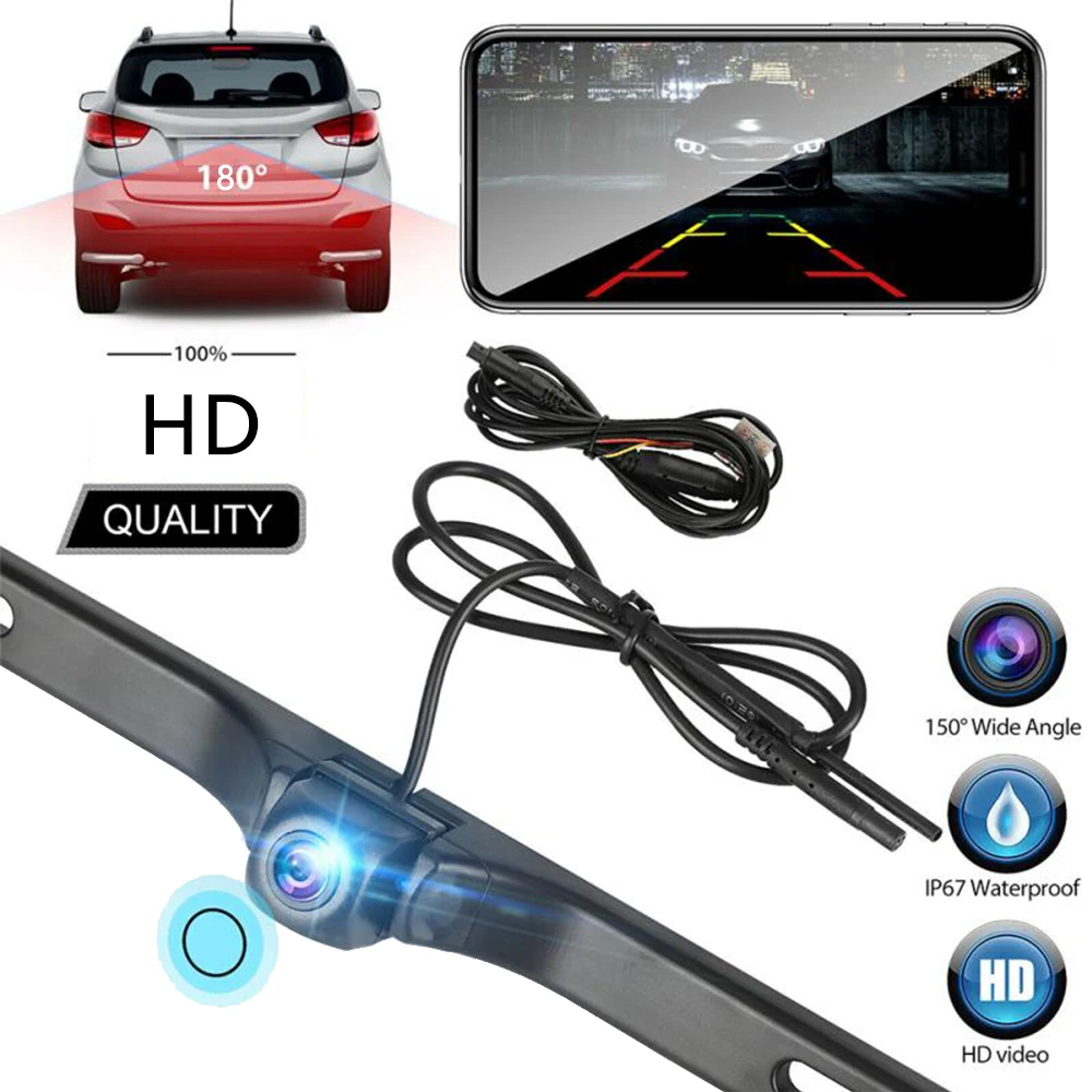 Nummern schild Wifi Rückfahr kamera HD Video Wifi Wireless Nachtsicht wasserdicht 180 Grad Parkplatz Rückfahr kamera Image