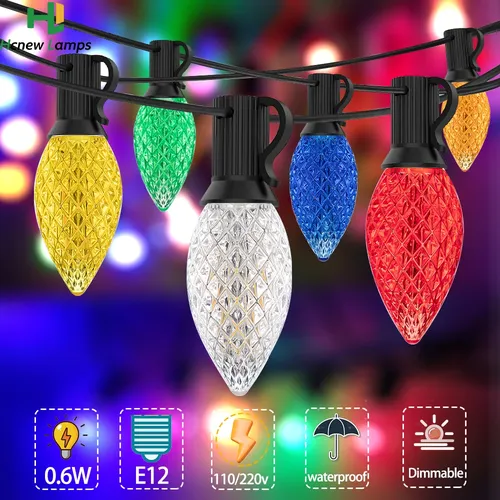 Guirlande lumineuse Led multicolore C7, 110V 220V E12 0.6W, plastique étanche, Anti-chute, chaîne lumineuse pour nouvel an