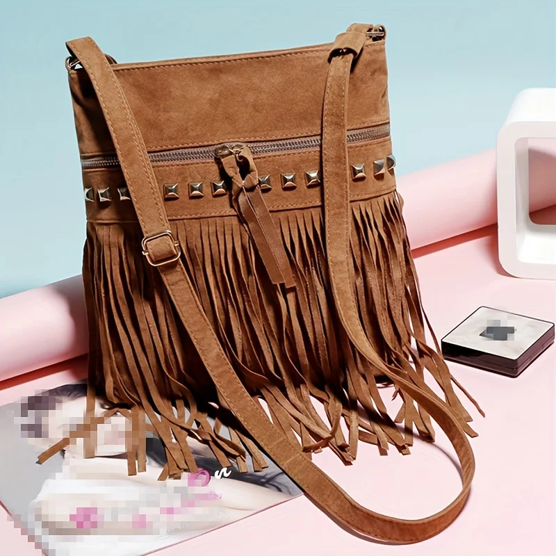 Automne et hiver nouveau sac à bandoulière pour les femmes à la mode Europe et états-unis mode velours saule ongles frange sac tout