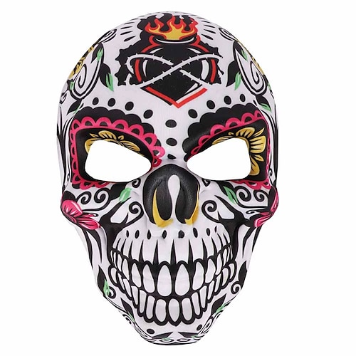 Zuckerschädel Halloween Maske Halloween Erwachsene Herren Damen Halloween Karneval Tag der Toten Einfache Halloween-Kostüme Verkleiden Image