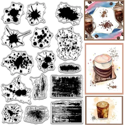 1Sheet Splash of Ink Clear Stamps Background Reusable Transparent Silicone Stamp Seals for Xmas