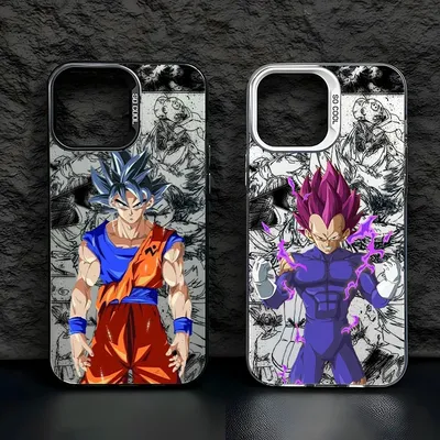 Art D-Dragon Ball Vegeta Goku For Apple iPhone 15 14 13 12 11 XS XR X Pro Max Plus Colorful Silver Back Phone Case