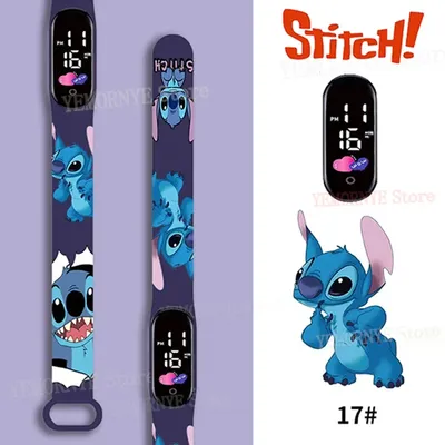 Disney Stitch Digital Kids' Watches Anime Figures LED Luminous Watch Touch Waterproof Electronic