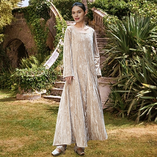 Mittelalterlich Kleid Einfarbig Kostüm Damen Keltisch Vikinger Halloween Karneval Party / Abend Erwachsene Kleid Image