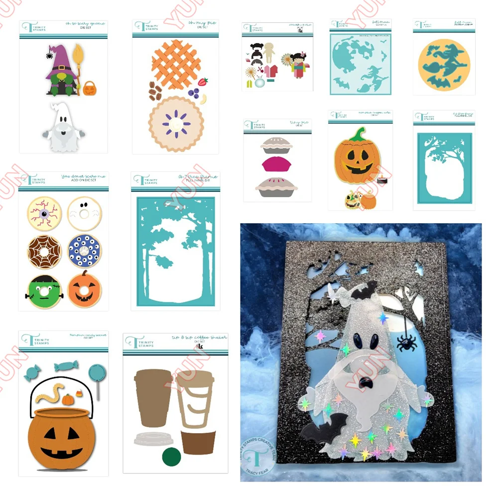 Tiny Pie Circle Card Add-On Die Set Pumpkin Candy Bucket Tree Frame Cut Dies Stencil DIY Scrapbooking Diary Decor Birthday Gifts