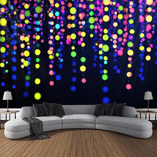 Schwarzlicht Wandteppich UV reaktiv im Dunkeln leuchtend Party Neon psychedelisch trippig neblig hängender Wandteppich Wandbild für Wohnzimmer Schlafzimmer Image