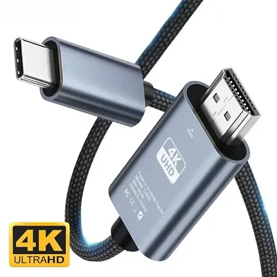 4K 30Hz NO Delay HD Video Conversion Cable Type c To Hdmi-Compatible Screen TV Computer 2 Meters