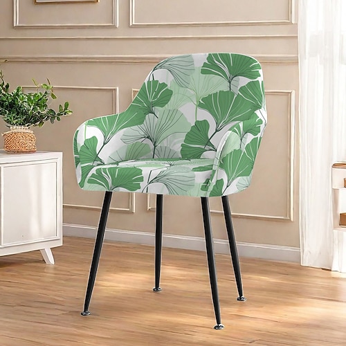 Stretch-Stuhlbezug Stuhlhussen mit Blumenmuster für Esszimmerstühle, elastische Schonbezüge für Esszimmerstühle mit Blumenmuster, einfach anzubringen und abzunehmen, schützt vor Verschüttetem Image