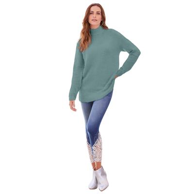 Plus Size Women's Soft Eyelash Sweater by Roaman's in Cool Sage (Size 2X)