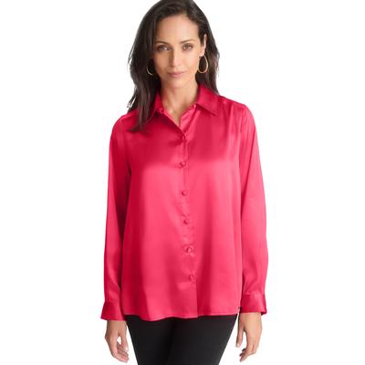 Plus Size Women's SATIN BOYFRIEND SHIRT by Jessica London in Tulip Red (Size 12 W)