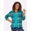 Karobluse CASUAL LOOKS, Damen, Gr. 52, grün (türkis, kariert), 100% Baumwolle, gemustert, kariert, 3/4-Ärmel, Blusen