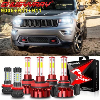 TEMU Grand Cherokee 2014-2018 Led Headlight Bulbs+fog Lights Combo Kit, 9005/ Hb3 H11 6000k 38000lm Plug And Play, Pack Of 6