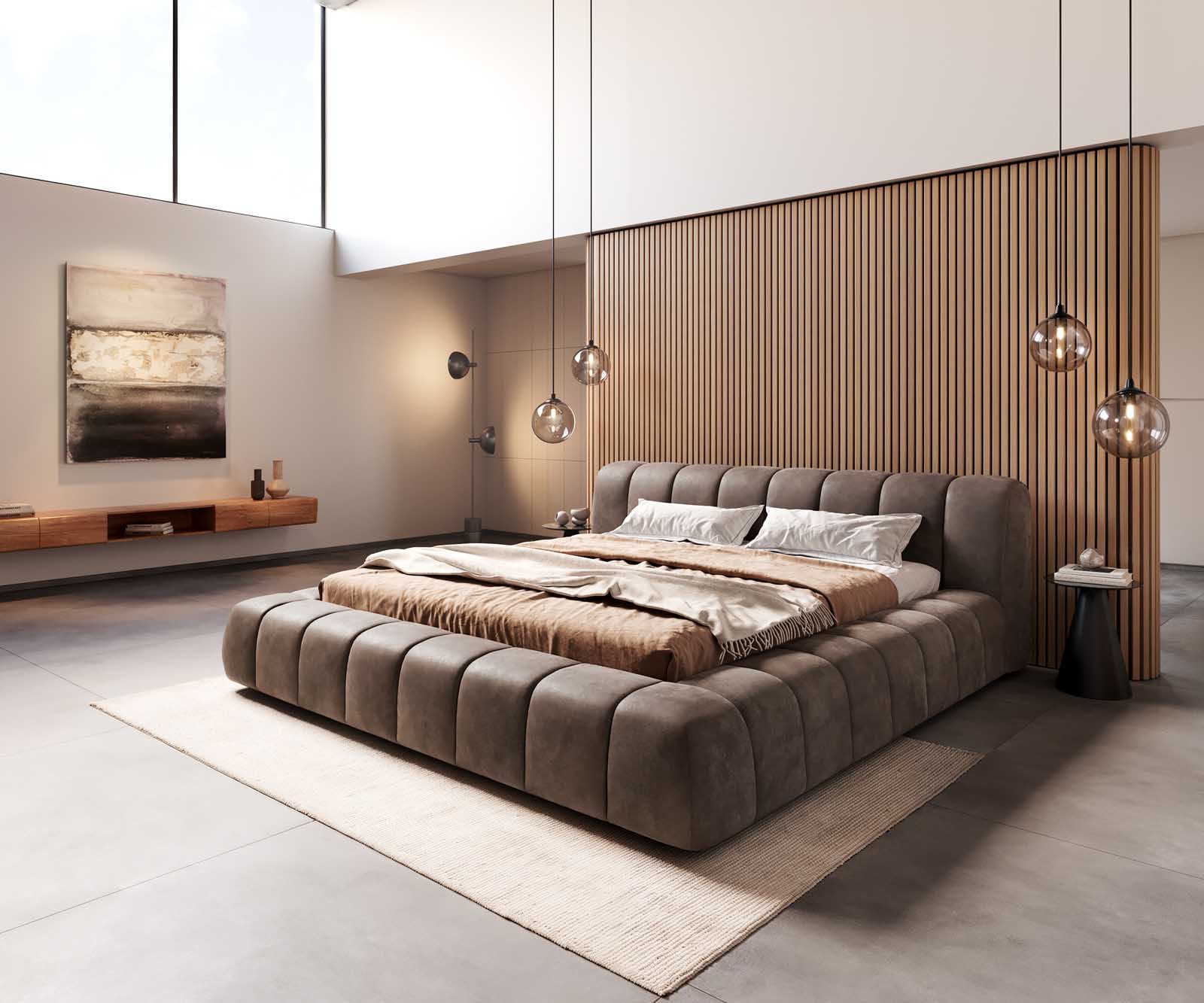 DELIFE Polsterbettgestell Cutio 180x200 cm Mikrofaser Taupe Vintage, Polsterbetten Image