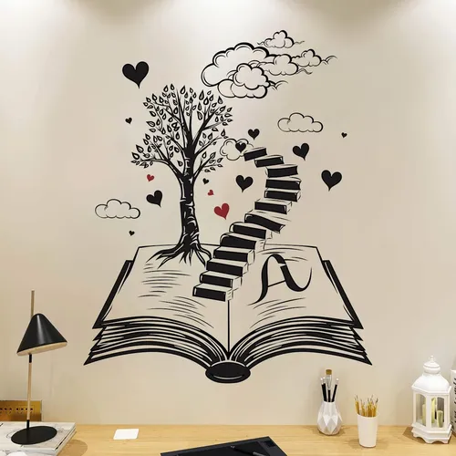 Autocollants muraux pour salon, chambre à coucher, décoration de la maison, livre créatif en forme
