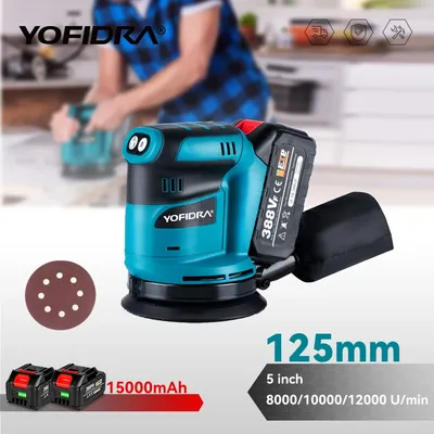 5 Inch Cordless Electric Orbital Sander Wood Grinder 3 Gears Polishing Grinding Machine Power Tools For Makita 18V Battery Pin