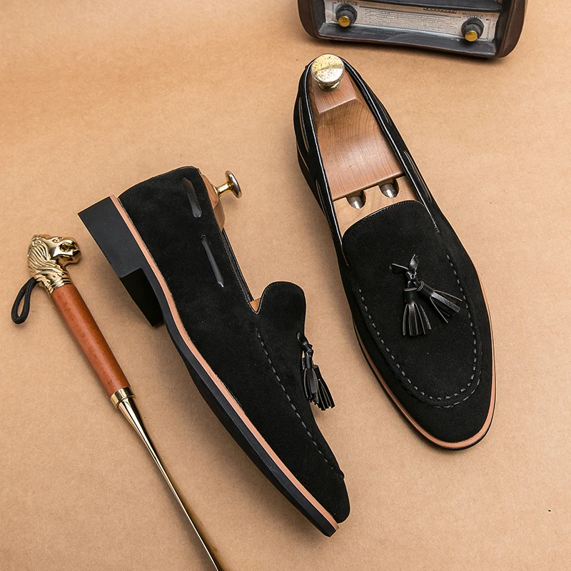 Britische Art grün hochwertige Herren Wildleder Lederschuhe Massage sohlen Pendler Slipper Herren Outdoor Walking Freizeit schuhe