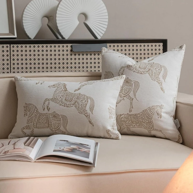 Französischer High-End-Luxus-Kissenbezug, Haferflocken, geometrischer Jacquard-Kissenbezüge, dekoratives, modernes Design, Sense-Kissen, Dekor für Zuhause Image