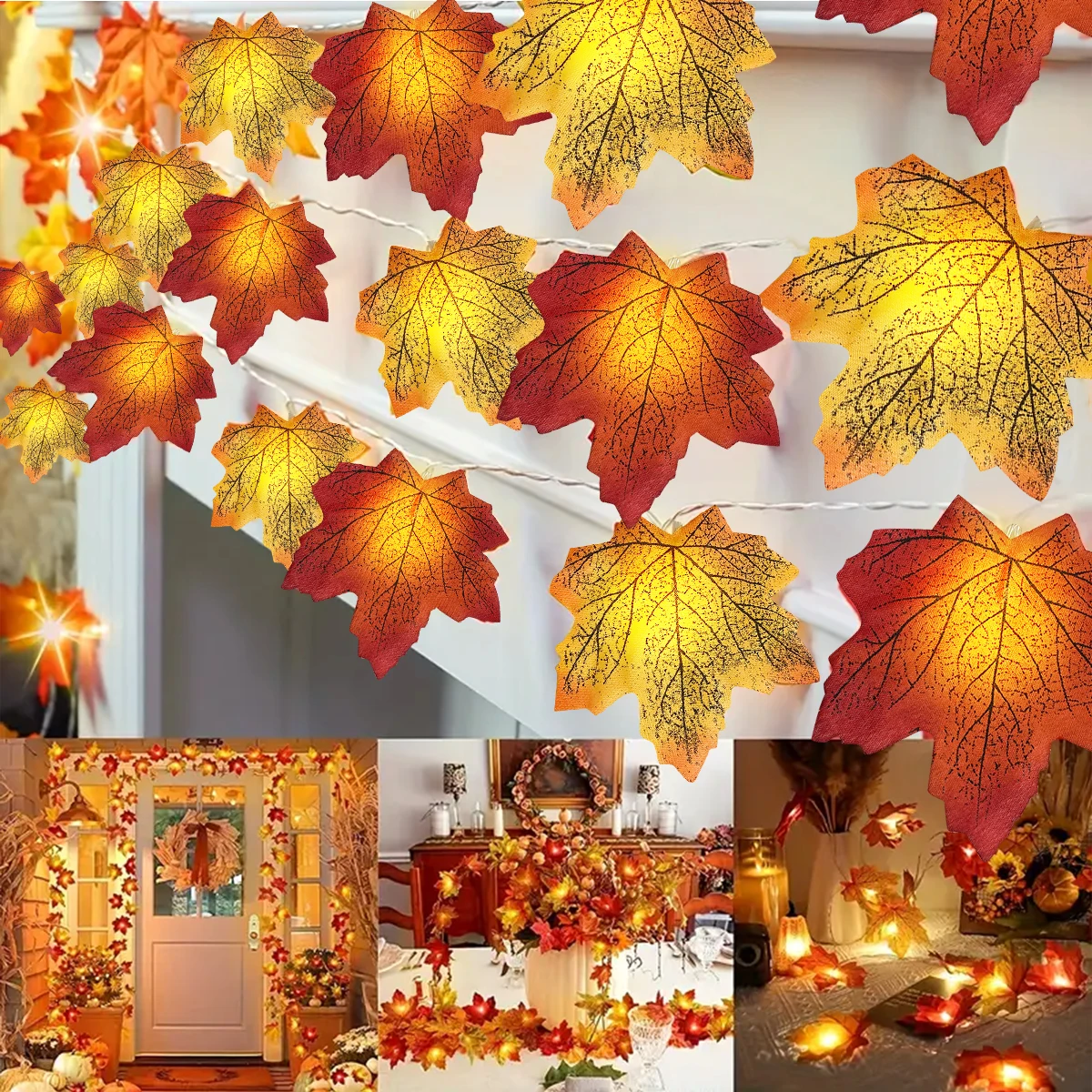 1pc LED Halloween Dekoration Ahornblatt Lichterketten batterie betriebene dekorative Außen-und Innen lampe für Halloween-Dekor