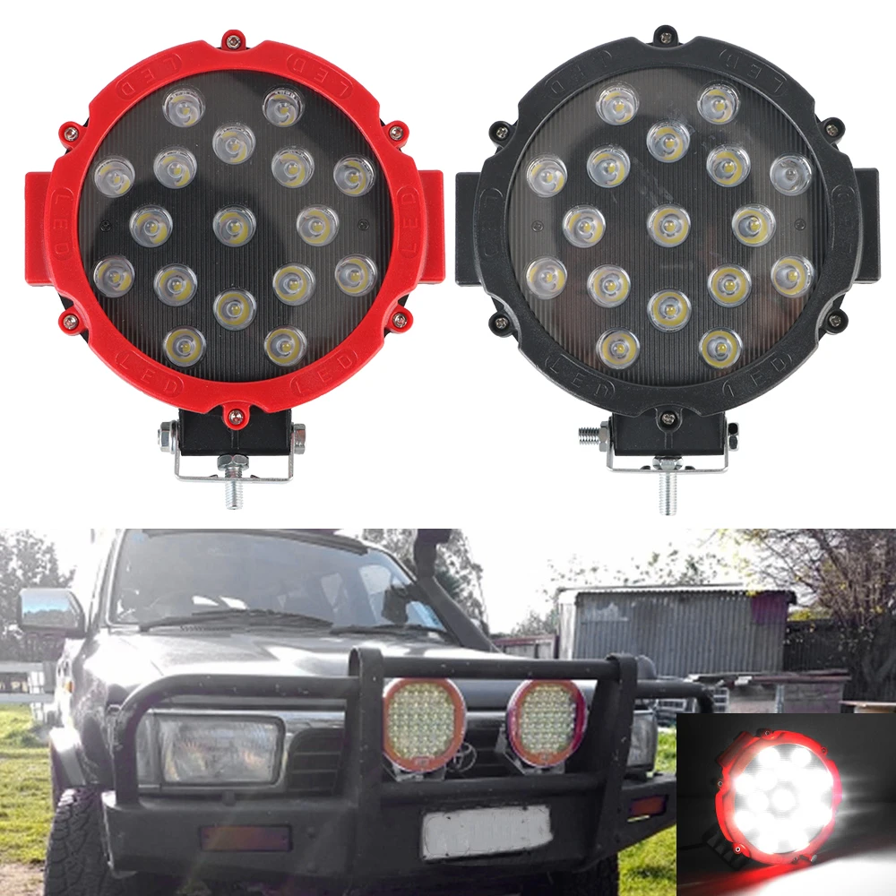 Spot Beam Fahrlicht für LKW-Traktor, 4 x 4 Off-Road, 7 Zoll runde LED-Lichtleiste, 51 W, LED-Arbeitsleuchte, superhell