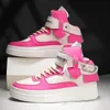 Mode rosa Damen High Top Sneakers Streetwear Plattform Herren Skateboard Schuhe Trend bequeme Leder