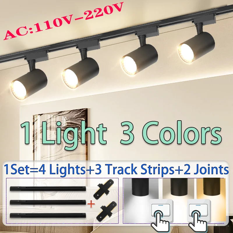 3 farbe Led Track Licht Ganze Set 110 V 220 V COB Strahler 12 W 20 W Decke Schiene lampe Für Bekleidungsgeschäft Shop Hause