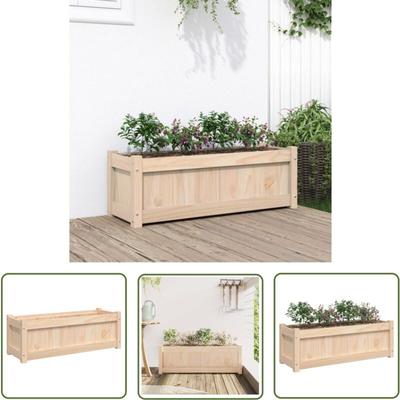 The Living Store Pflanzkübel 90x31x31 cm Massivholz Kiefer - Holzpflanze - Holzkübel Image