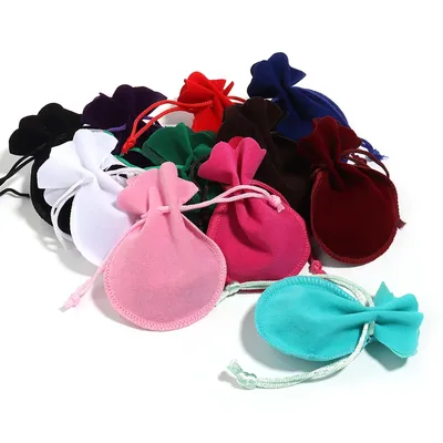 10pcs/lot Velvet Gifts Bags Colorful Gourd-Shaped Packaging Bags Drawstring Packing Bags For Wedding