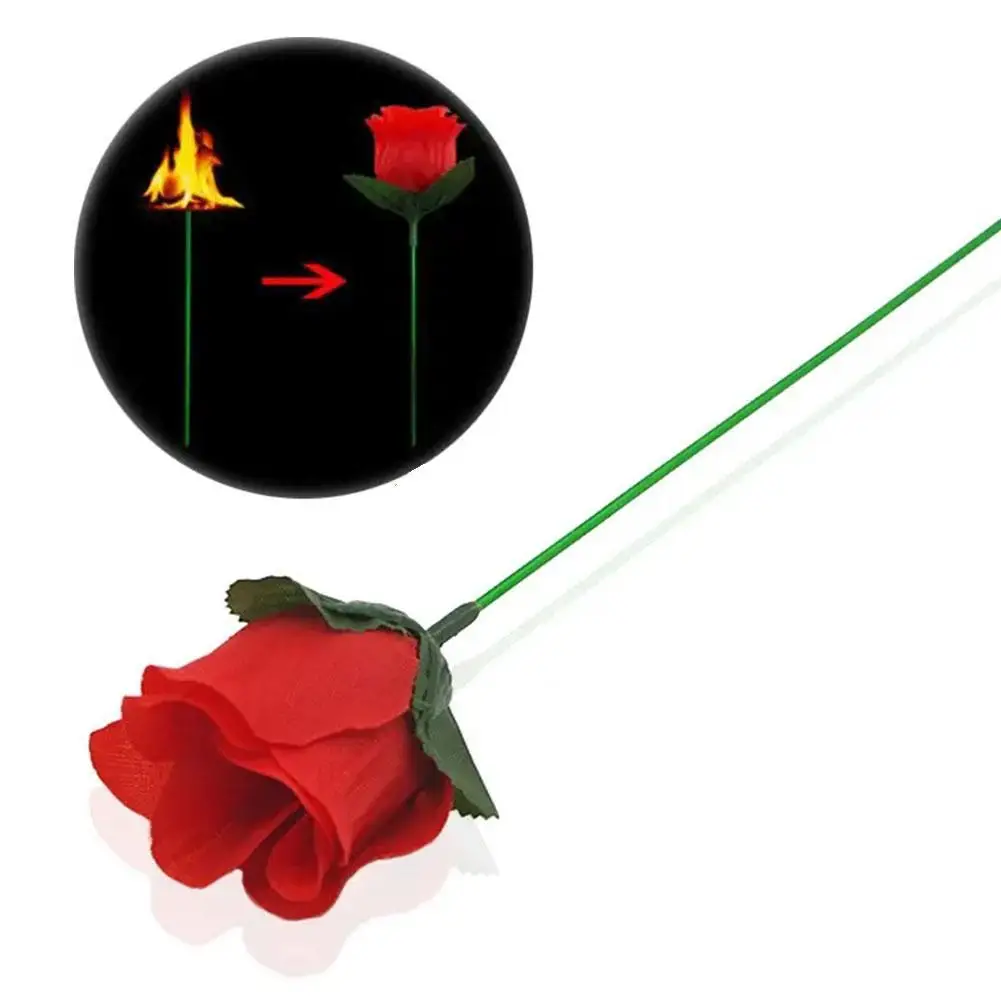 Flame To Rose Appearing Magic Flower Torch To Flower Magic Trick Flame Appearing Flower Professional Magician Bar Illusion Props