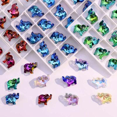 TEMU 12pcs 18mm Multicolor Charms Lovely Crystal Elephant Pendants Glass Beads For Women Jewelry Making Bracelet Necklace