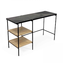 Oviala Business Schreibtisch mit Regalen aus Marmor und schwarzem Mangoholz Image