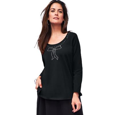 Plus Size Women's Sparkle Bow Tee by Jessica London in Black (Size M)