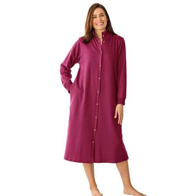 Plus Size Women's Only Necessities® Fleece Snap-Front Robe by Only Necessities in Pomegranate (Size 3X)