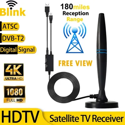 Indoor TV Antenna With Amplifier 46-862M Long Range 4K 1080P Digital HD Signal Booster DVBT2 ATSC Powerful Satellite TV Receiver