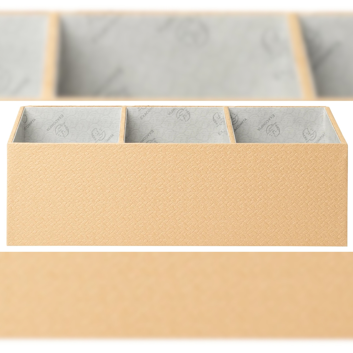 Exacompta 68602E 2x Schreibtisch-Organizer, 4 Fächer, 11,5x27,7x14,7 cm, Office by me - Beige Image