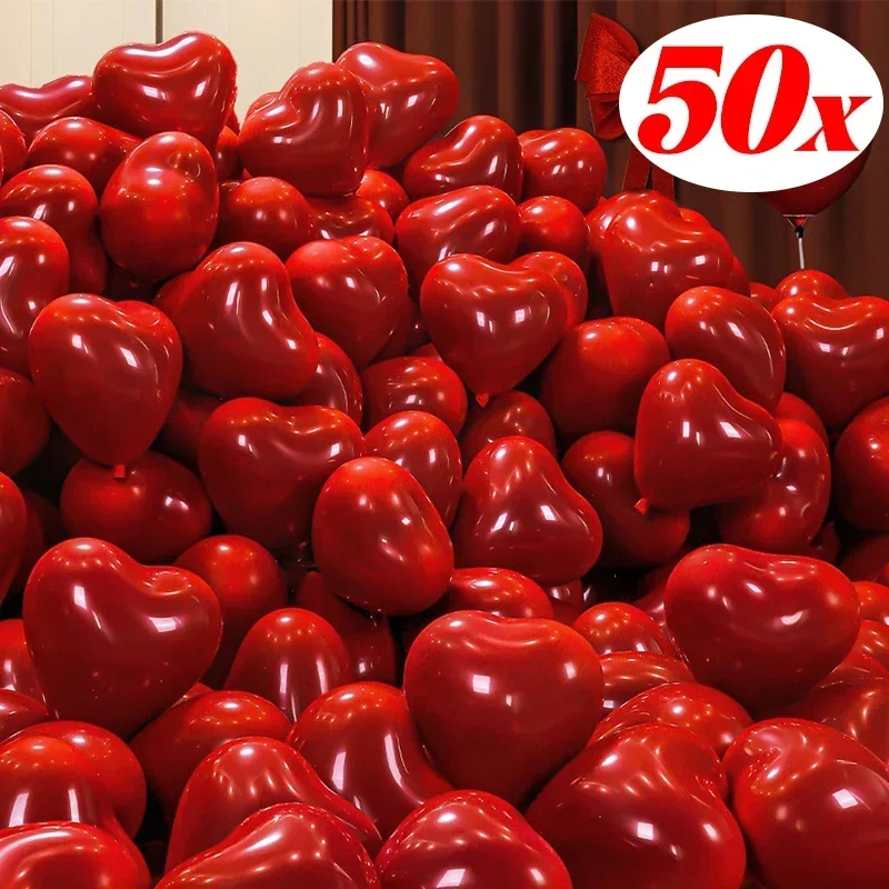 50/10 stücke Rote Herz Luftballons Aufblasbare Latex Ballon für Valentinstag Hochzeit Party Jahrestag Dekoration Lieferungen Großhandel Image