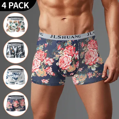 4/5 Stück Herrenmode Bedruckte Unterwäsche Bequeme Joker Boxer Plus Größe 5XL Jugendliche Mehrfarbige Mix Shorts Boxer mittleren Alters Image