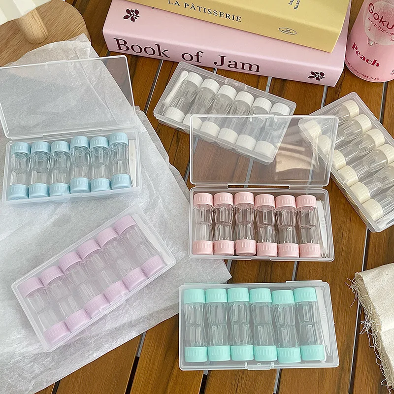 Conteneur de lentilles RGP pour femmes et hommes, étui pour lentilles de Contact INS, boîte de rangement pour lentilles de Contact de couleur, ensemble de voyage Portable 6