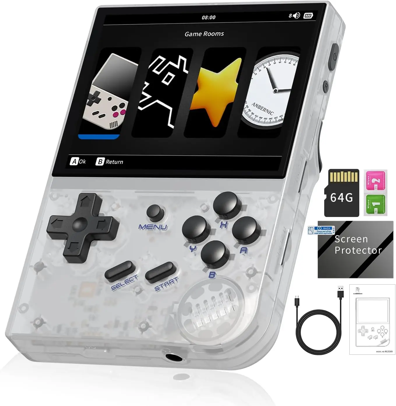ANBERNIC RG35XX Neue aktualisierte 3,5-Zoll-IPS-Videospiel-Handheld-Spielekonsole mit Linux-System H700 Quad-Core ARM Cortex-A53 1,5 GHz Image