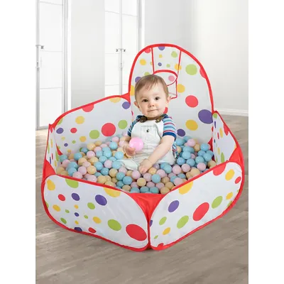 Children's Ocean Ball Pool with Basketball Basket Play Tent Playhouse with Basketball Hoop for Boys