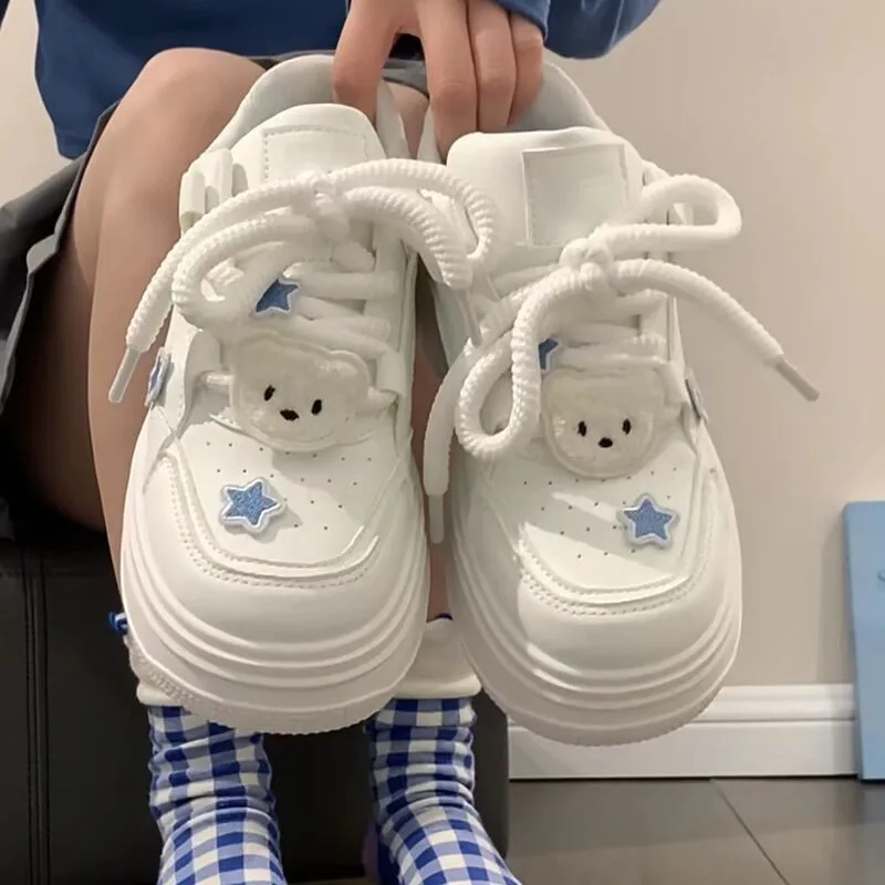 Frauen Kawaii Blau Plattform Turnschuhe Koreanische Weiße Schuhe Frühling Sommer Vulkanisieren Nette Casual Schuhe Skateboard Tennis Weibliche