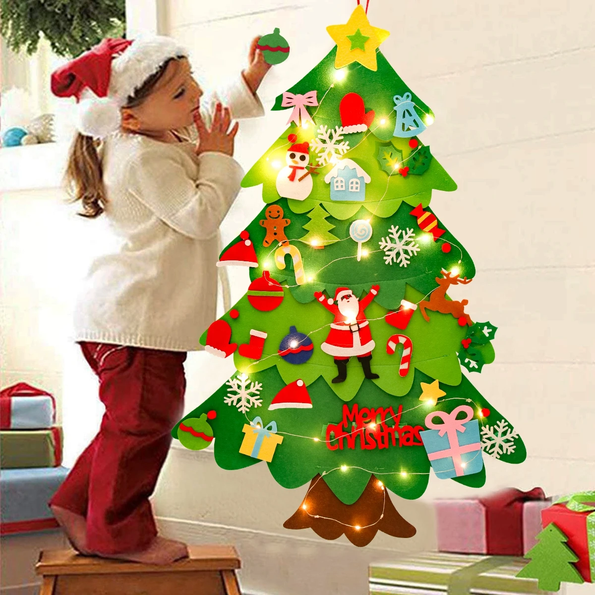 DIY Filz Weihnachtsbaum Frohe Weihnachten Dekorationen für Zuhause 2024 Weihnachtsschmuck Weihnachten Navidad Geschenke Weihnachtsmann Neujahr Baum Image