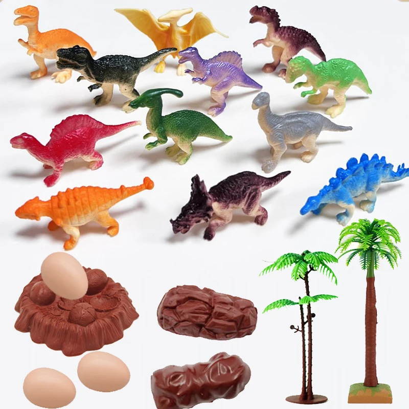 20-teiliges Dinosaurier-Spielzeug-Set – solide Dinosaurier-Figuren, realistische Dinosaurier-Bäume und Felsen, Dinosaurier-Eier und Nest, Kindergeschenke Image
