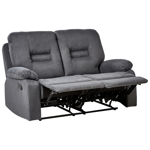 2-Sitzer Sofa Dunkelgrau Stoffbezug Manuell Verstellbar mit Liegefunktion Fußteil Armlehnen Modern Wohnzimmer Arbeitszimmer Fernsehsofa