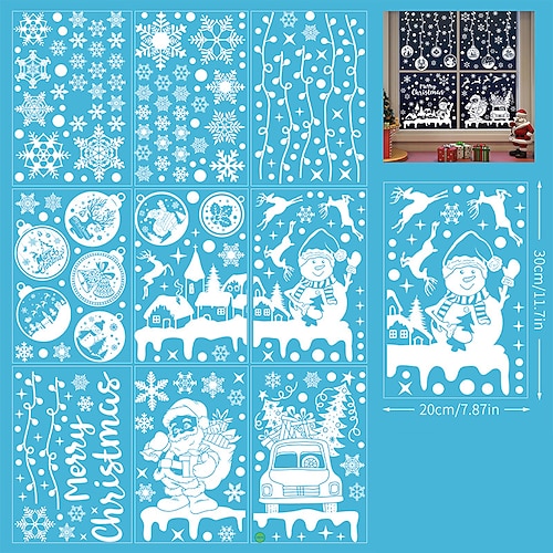 2023 Weihnachtsfensteraufkleber mit statischer Elektrizität, Weihnachtsmann, Schneemann, Elch, Schaufensterglas-Dekorationsaufkleber Image