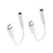 2pcs Type-C to 3.5mm Earphone Cable Adapter Usb 3.1 Type C USB-C Male to 3.5 AUX Audio Female Jack (White)