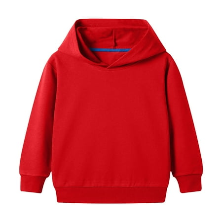Otqutp Soft Blouse 2024 for Baby Toddler/kids Boys/girls Spring/autumn Hooded Long Sleeve Solid Color Sweatshirt Daily School Sporty Wear(Red 9-10 Years)