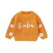 Autumn and Winter Baby Hand Embroidered Knitted Crew Neck Long Sleeve Top Cute Sweater for Baby Girls Fashion Girl Baby Tan Outfit Sweatshirts for Girls Crop Top 5t Hoodies for Girls Baby Girl Clothes