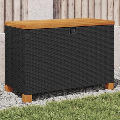 vidaXL Patio Storage Box with Lid Outdoor Cushion Poly Rattan Acacia Wood