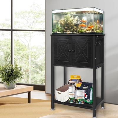 20 in. L 5-10 Gallon Fish Tank Stand with Cabinet and Power Outlets