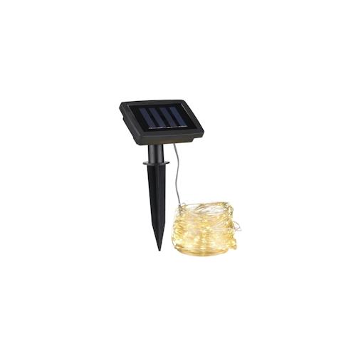 LED Solar Lichterkette Dew Drop Tautropfen 200 LED silberner Draht L: 20m Sensor